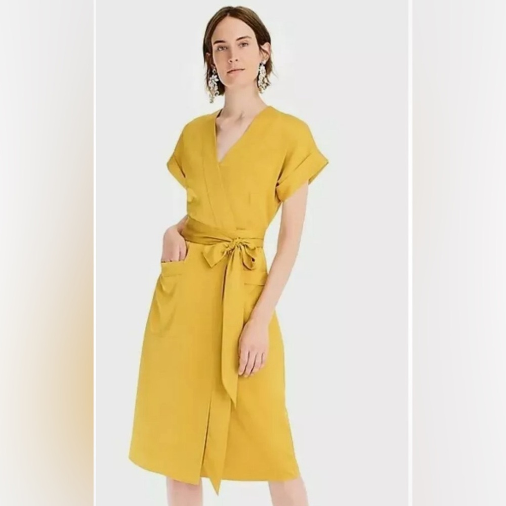 J Crew Gold Wrap Dress - small